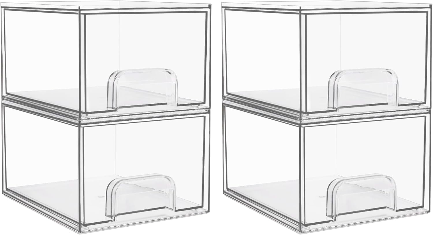 ST-1 & 2 Pack Clear Stackable Storage Drawers