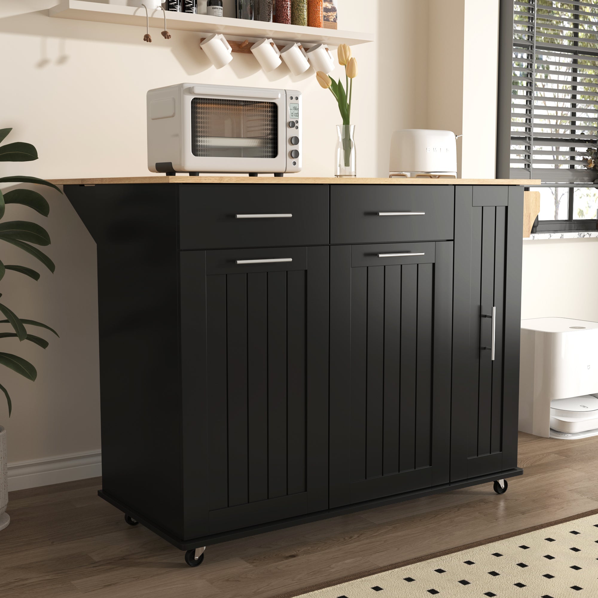 KS-Kitchen Island With Drop Leaf
