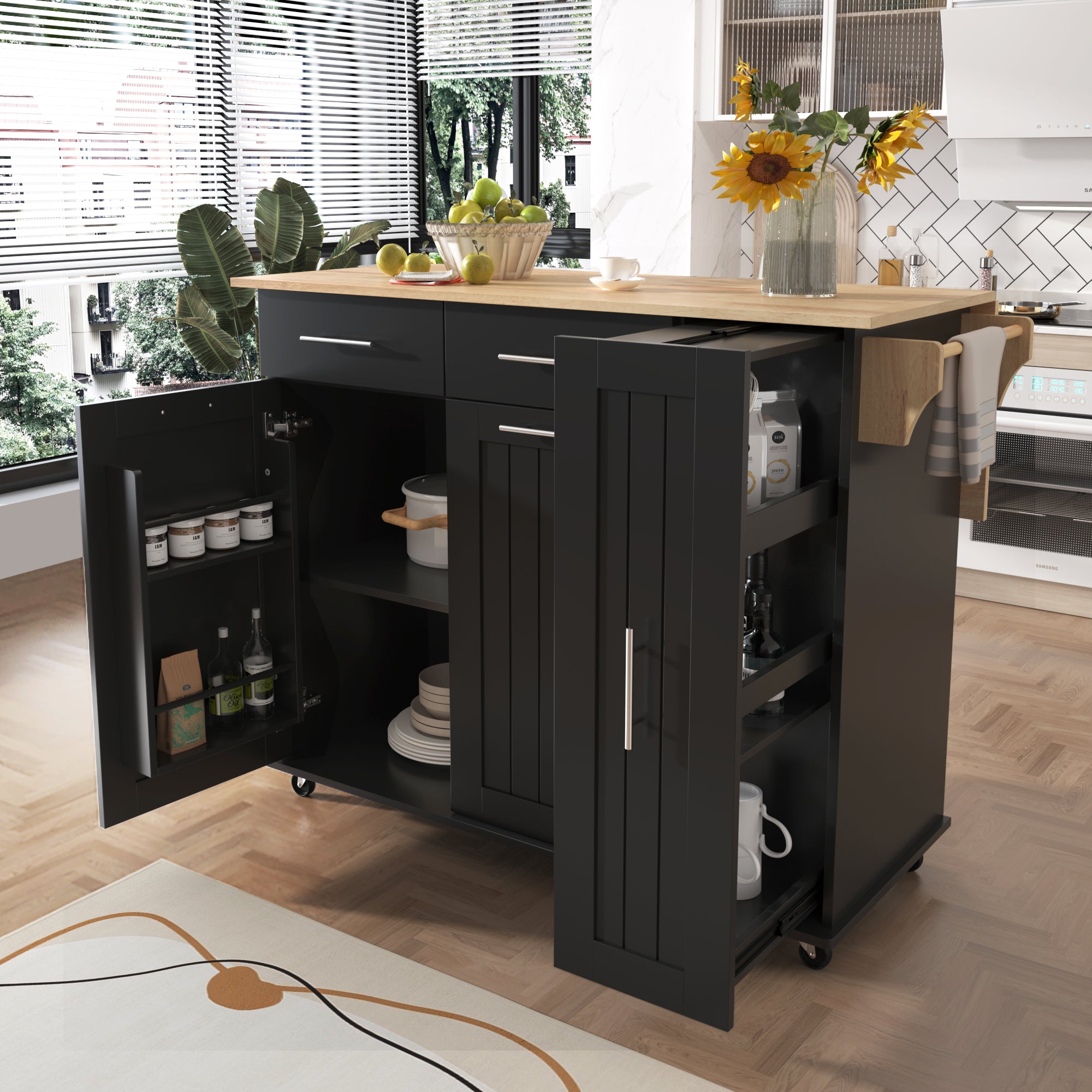 KS-Kitchen Island With Drop Leaf