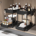Sevenblue 2 Packs Under Sink Organizer, Height Adjustable 2 Tier Under Kitchen Sink Organizer, Multi-Purpose Storage Shelf for Kitchen Bathroom Cabinet (Black, Large)