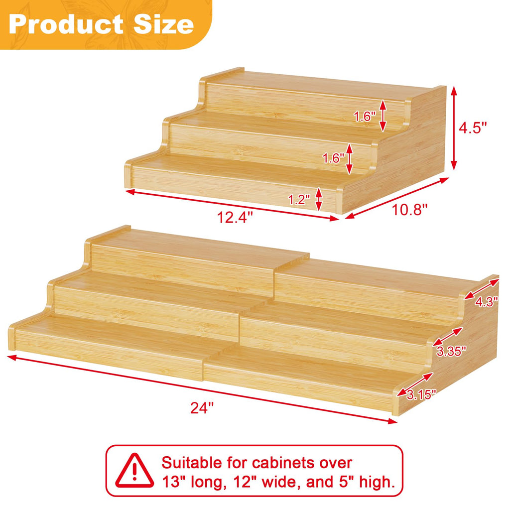 Expandable Bamboo Can Rack Organizer, 3-Tier Adjustable Pantry Storage, Can Holder for Kitchen & Pantry, Canned Food Soda Organizer, Holds Up to 24 Cans, Black (Patent Pending)