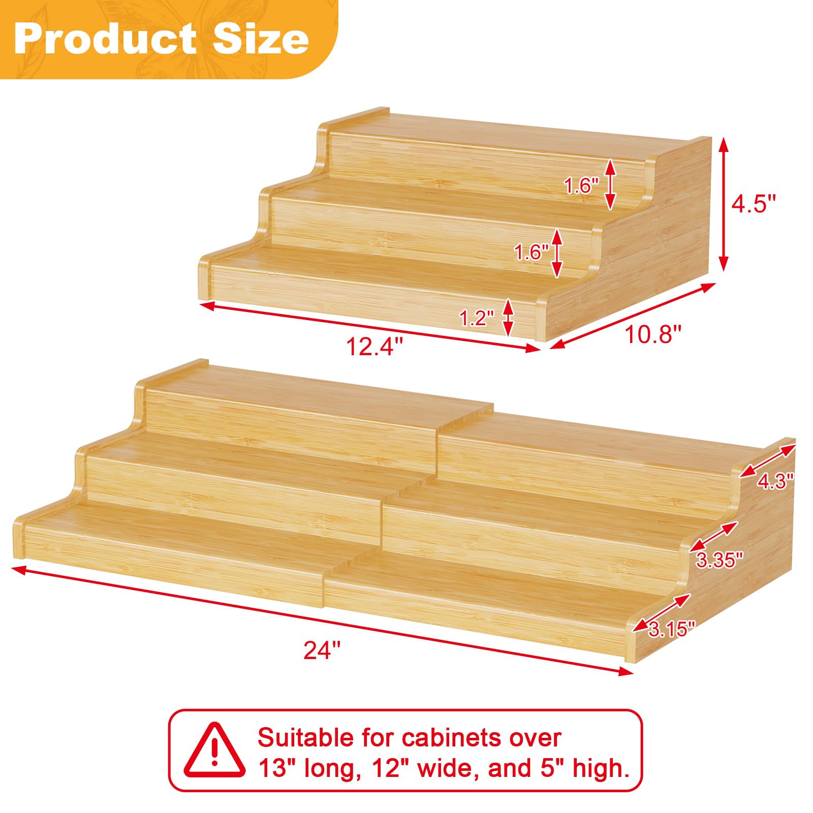 Expandable Bamboo Can Rack Organizer, 3-Tier Adjustable Pantry Storage, Can Holder for Kitchen & Pantry, Canned Food Soda Organizer, Holds Up to 24 Cans, Black (Patent Pending)