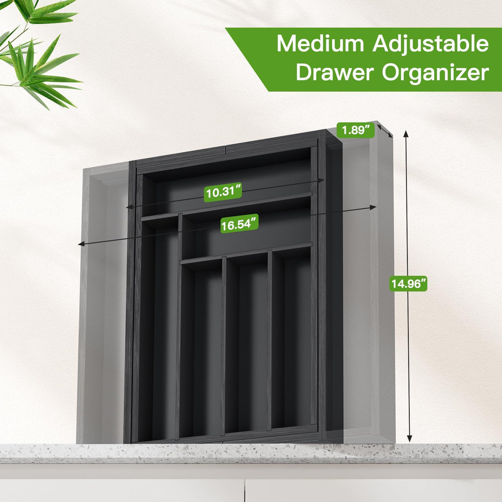 Pipishell Bamboo Expandable Silverware Drawer Organizer