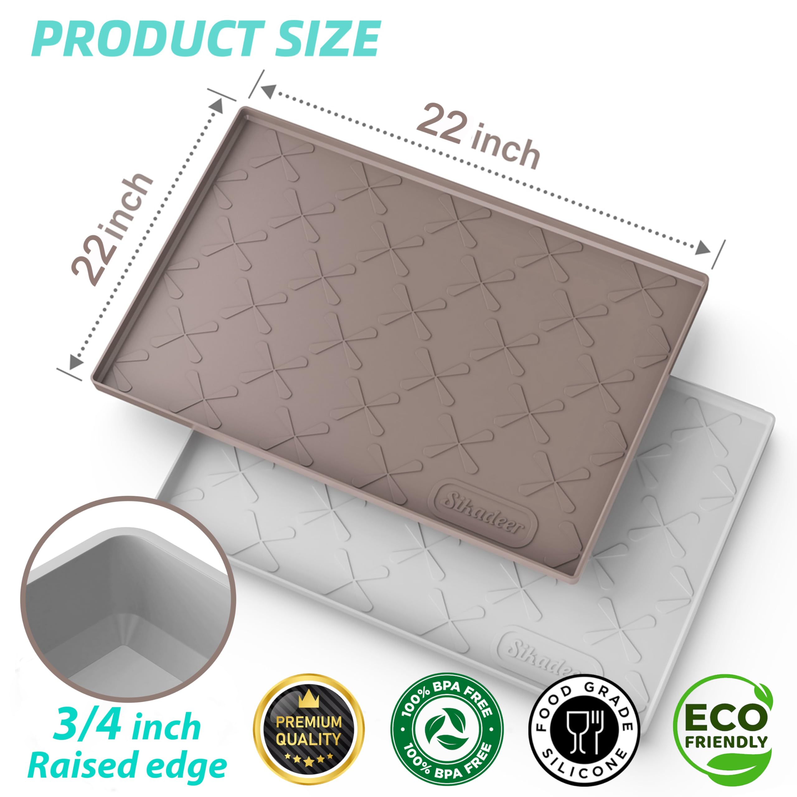 SIKADEER Under Sink Mat Waterproof 34" x 22", Silicone Mat Kitchen Drawer Shelf and Cabinet Liner, Sink Protector for Kitchen Organizers and Storage, Boot Tray Pet Food Mats