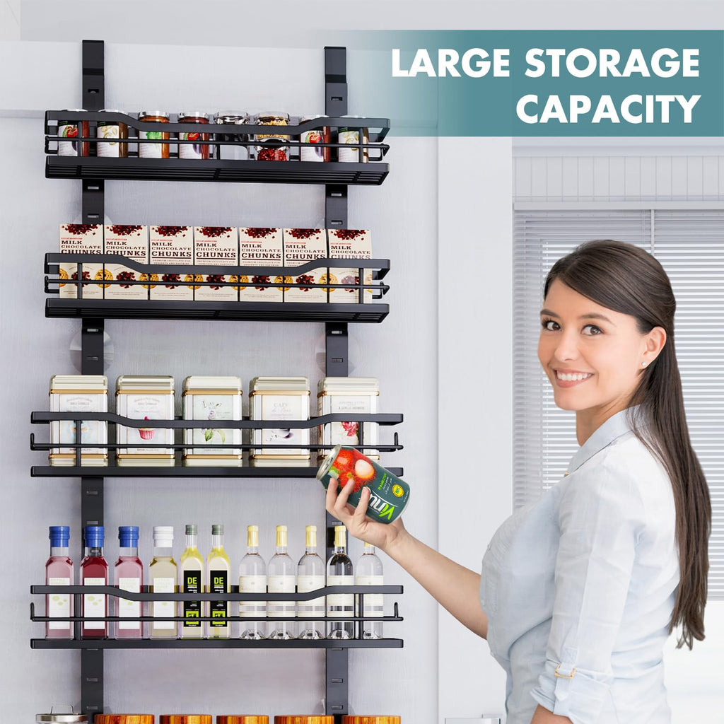 Eastherry Over The Door Pantry Organizer，9-Tier Over The Door Organizer with Adjustable Basket，Metal Hanging Pantry Organizers and Storage for Kitchen, Back of Door Seasoning Rack