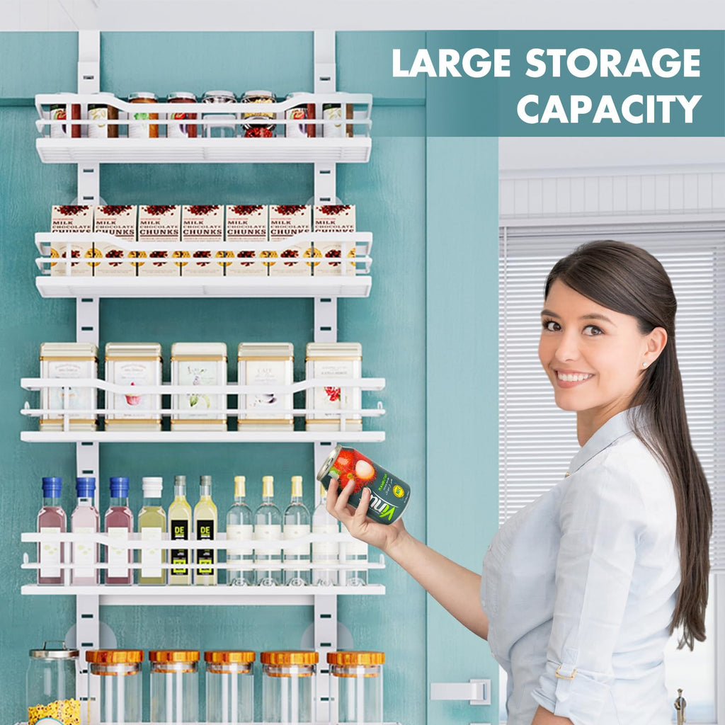Eastherry Over The Door Pantry Organizer，9-Tier Over The Door Organizer with Adjustable Basket，Metal Hanging Pantry Organizers and Storage for Kitchen, Back of Door Seasoning Rack