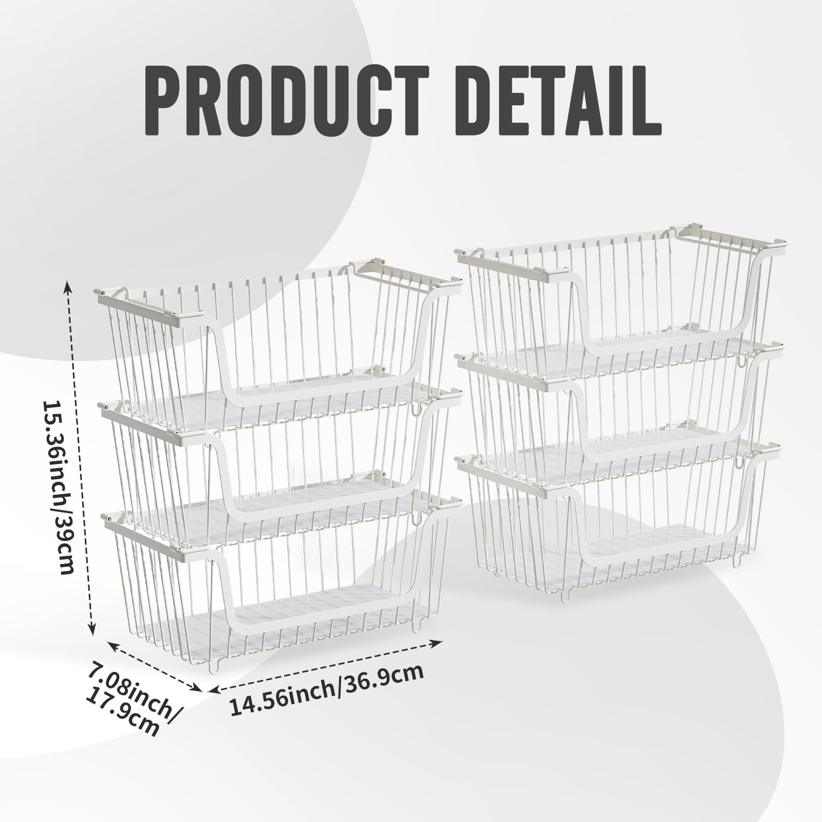 GAOKASE 4 Pcs Stackable Wire Baskets for Pantry Organizers and Storage,Vegetable Fruit Basket for Countertop,Kitchen Storage Metal Baskets,Produce Potato Onion Storage Bin,Black