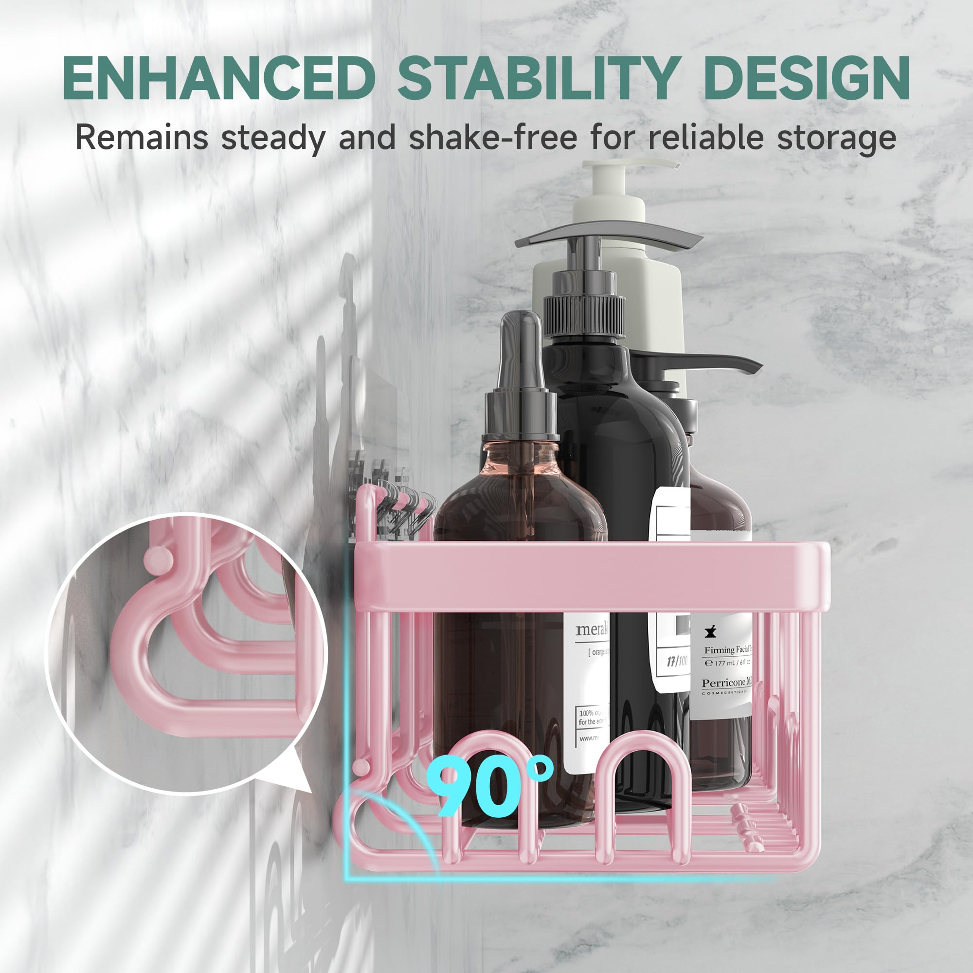 Veken Shower Caddy 6-Pack, Advanced Rustproof Design, No Drilling Adhesive Shelves, Rack with Soap Holder, Large Capacity Bathroom Organizers and Storage, Wall-Mounted Kitchen & Home Decor