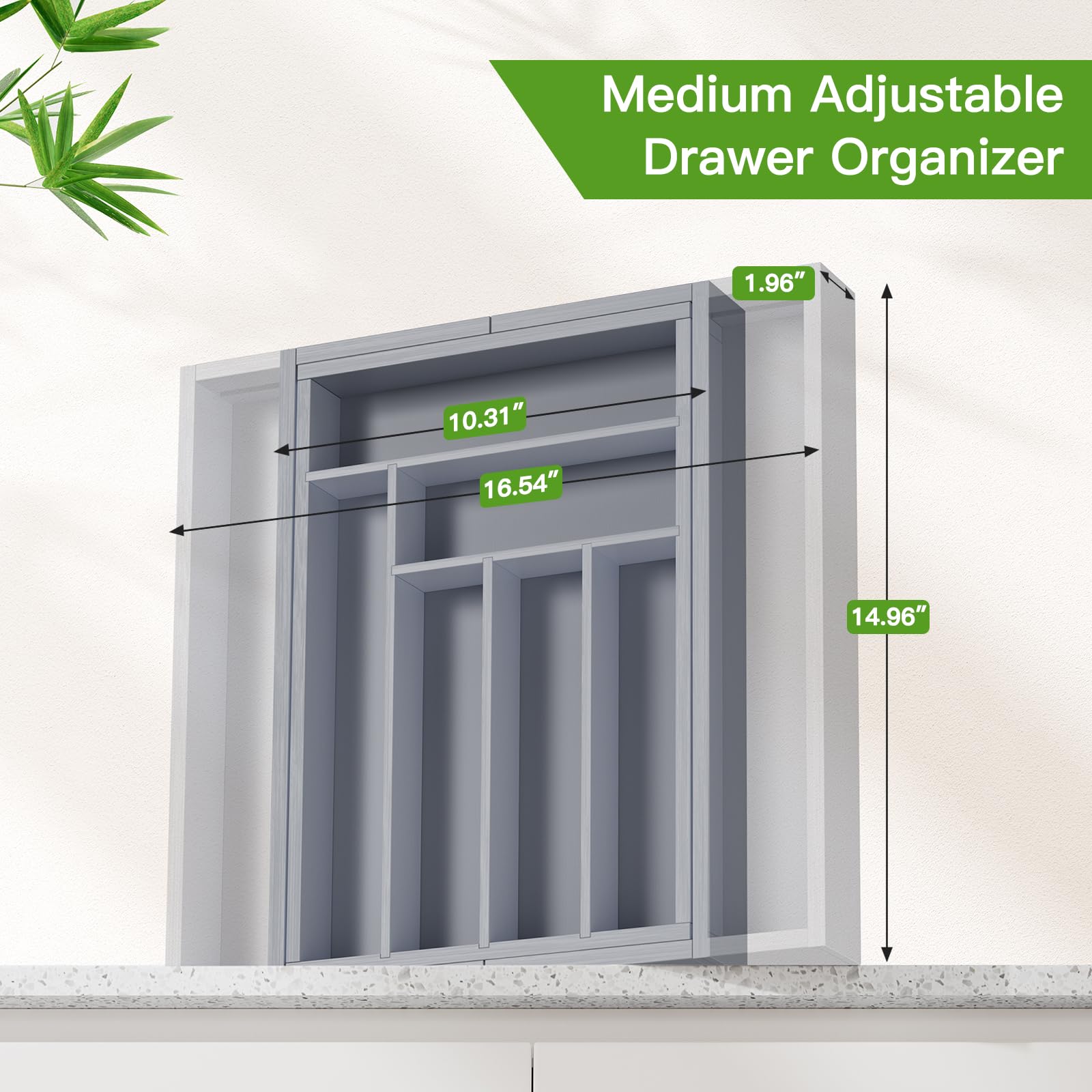 Pipishell Bamboo Expandable Silverware Drawer Organizer