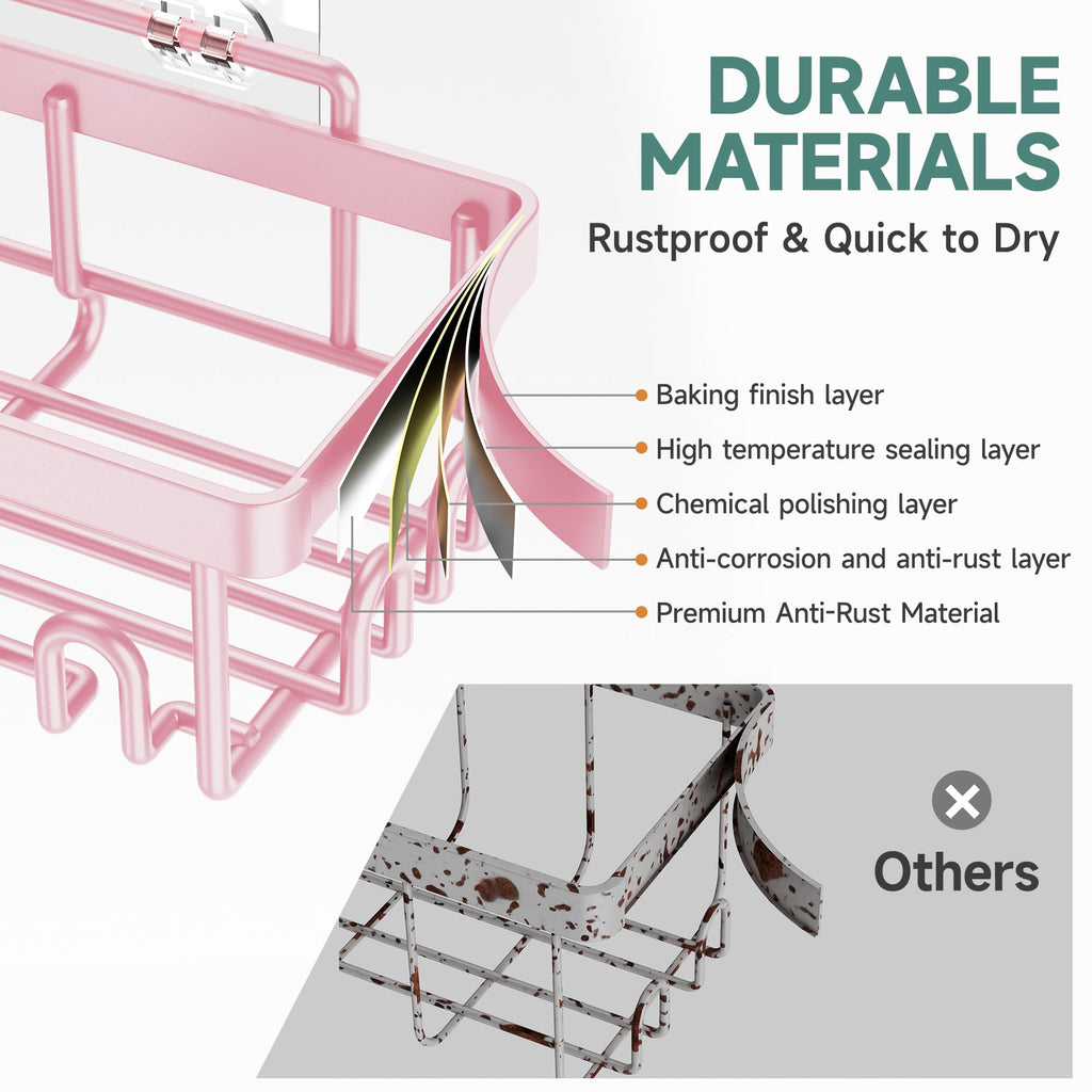 Veken Shower Caddy 6-Pack, Advanced Rustproof Design, No Drilling Adhesive Shelves, Rack with Soap Holder, Large Capacity Bathroom Organizers and Storage, Wall-Mounted Kitchen & Home Decor