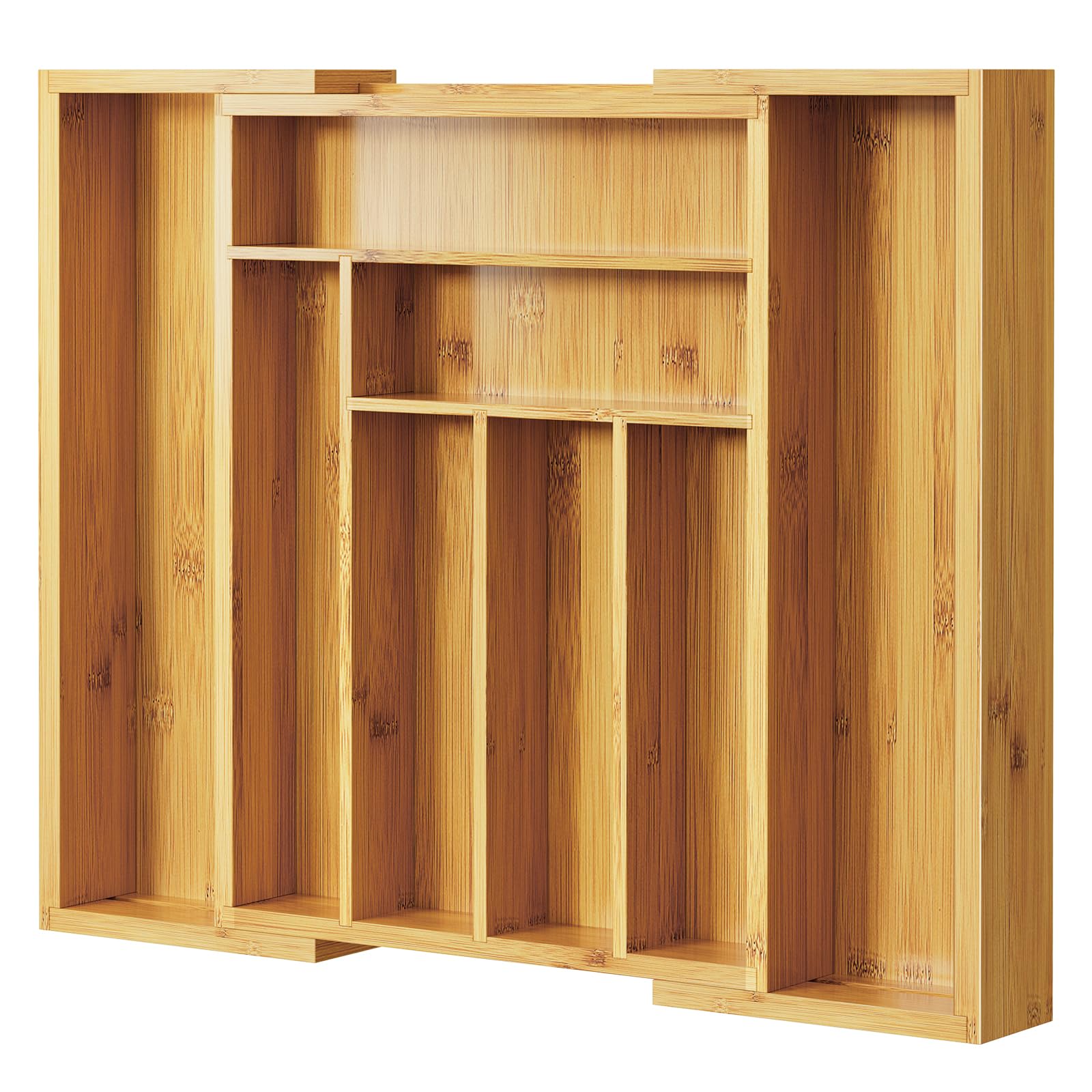 Pipishell Bamboo Expandable Silverware Drawer Organizer