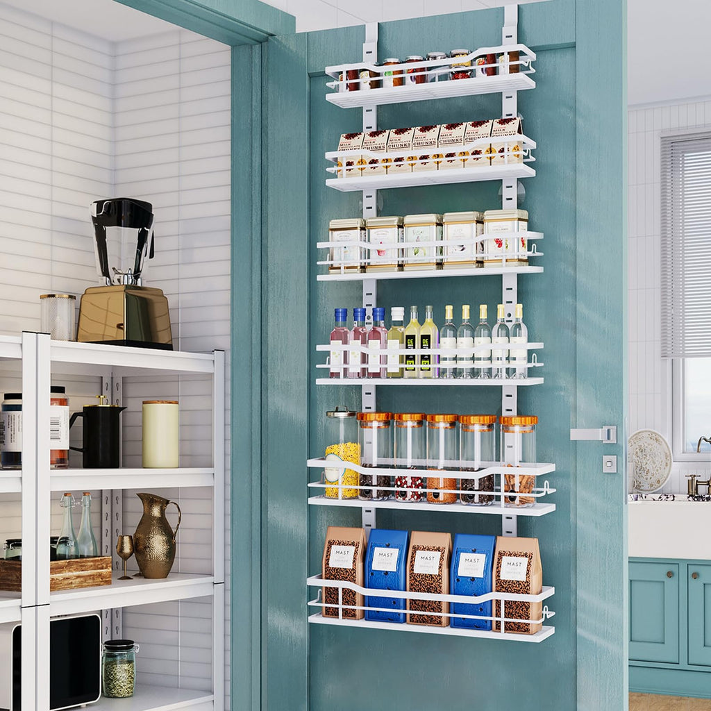 Eastherry Over The Door Pantry Organizer，9-Tier Over The Door Organizer with Adjustable Basket，Metal Hanging Pantry Organizers and Storage for Kitchen, Back of Door Seasoning Rack