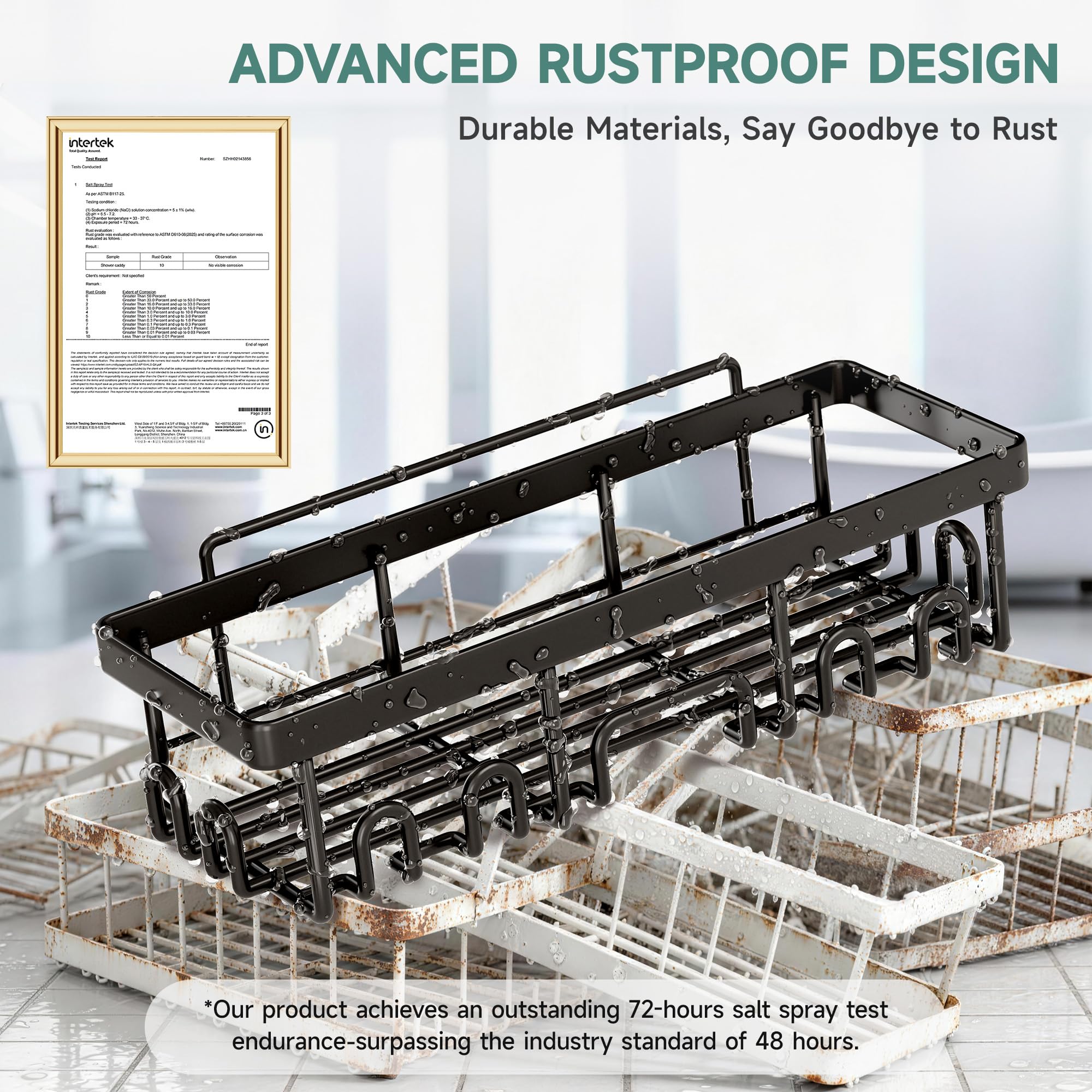 Veken Shower Caddy 6-Pack, Advanced Rustproof Design, No Drilling Adhesive Shelves, Rack with Soap Holder, Large Capacity Bathroom Organizers and Storage, Wall-Mounted Kitchen & Home Decor