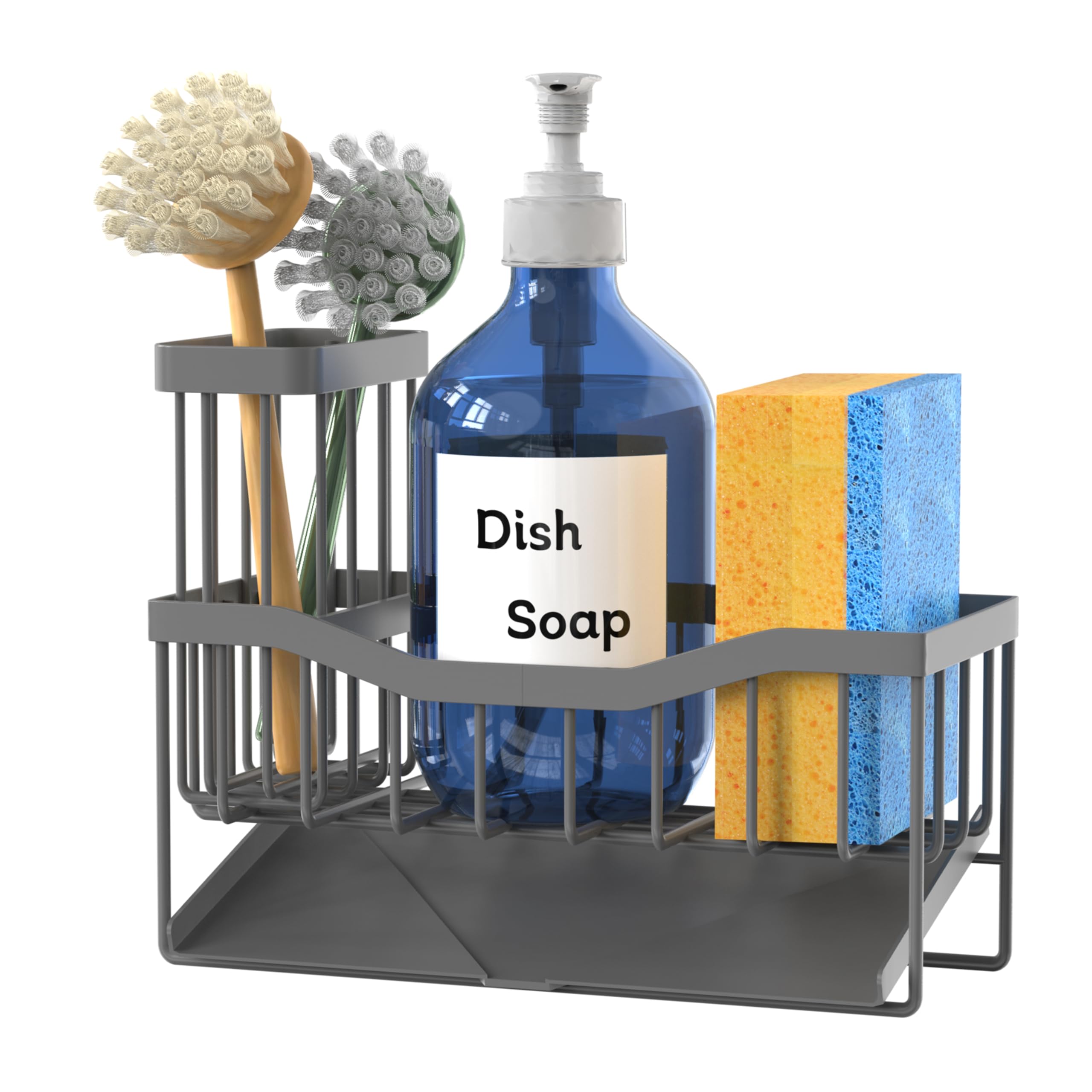 Fssvcd Maifan Sink Caddy Sponge Holder for Kitchen with Brush Holder and Stainless Steel Self Drain Tray, Rustproof Kitchen Sink Organizer for Sponge, Soap Dispenser Storage Accessories