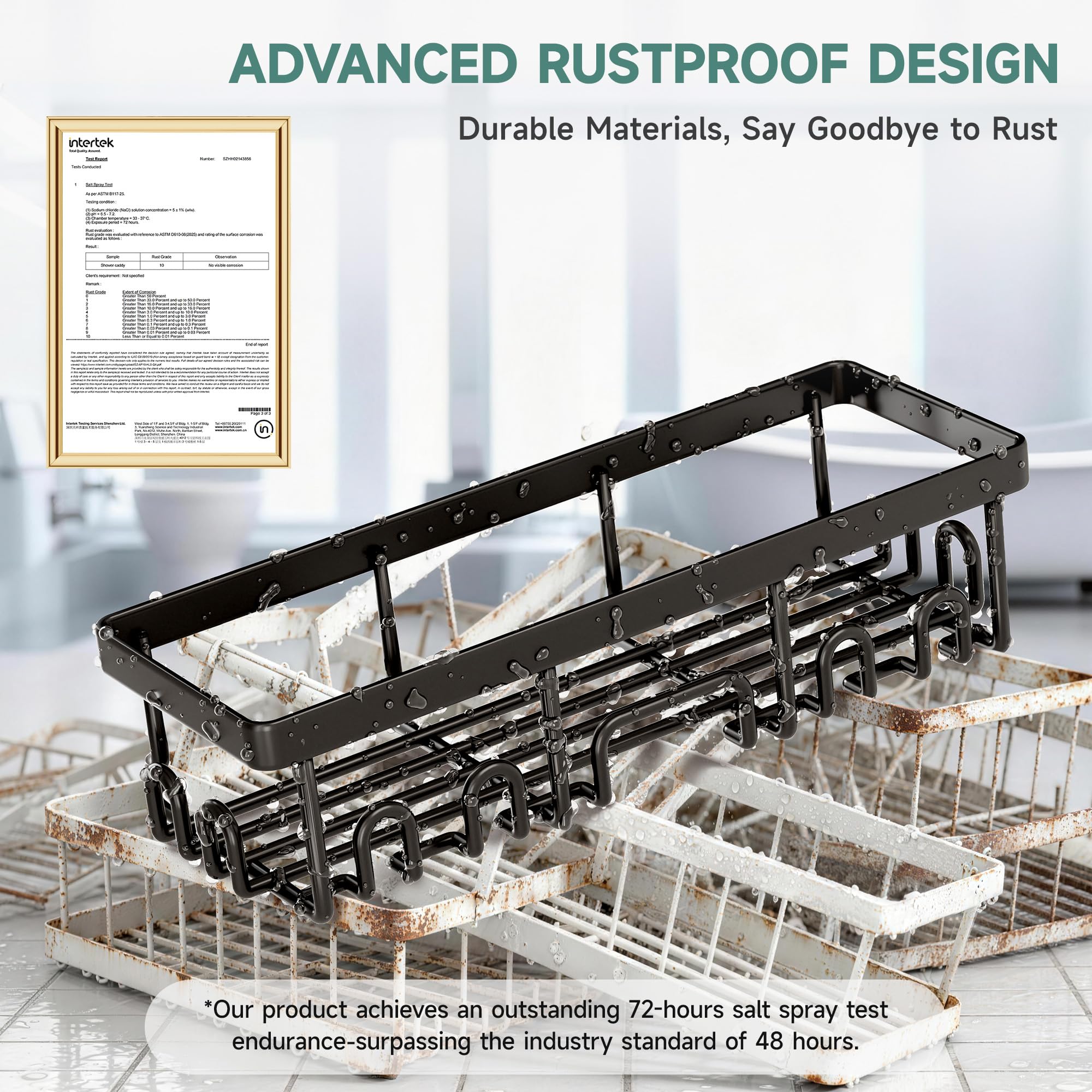 Veken Shower Caddy 6-Pack, Advanced Rustproof Design, No Drilling Adhesive Shelves, Rack with Soap Holder, Large Capacity Bathroom Organizers and Storage, Wall-Mounted Kitchen & Home Decor