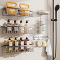 Veken Shower Caddy 6-Pack, Advanced Rustproof Design, No Drilling Adhesive Shelves, Rack with Soap Holder, Large Capacity Bathroom Organizers and Storage, Wall-Mounted Kitchen & Home Decor