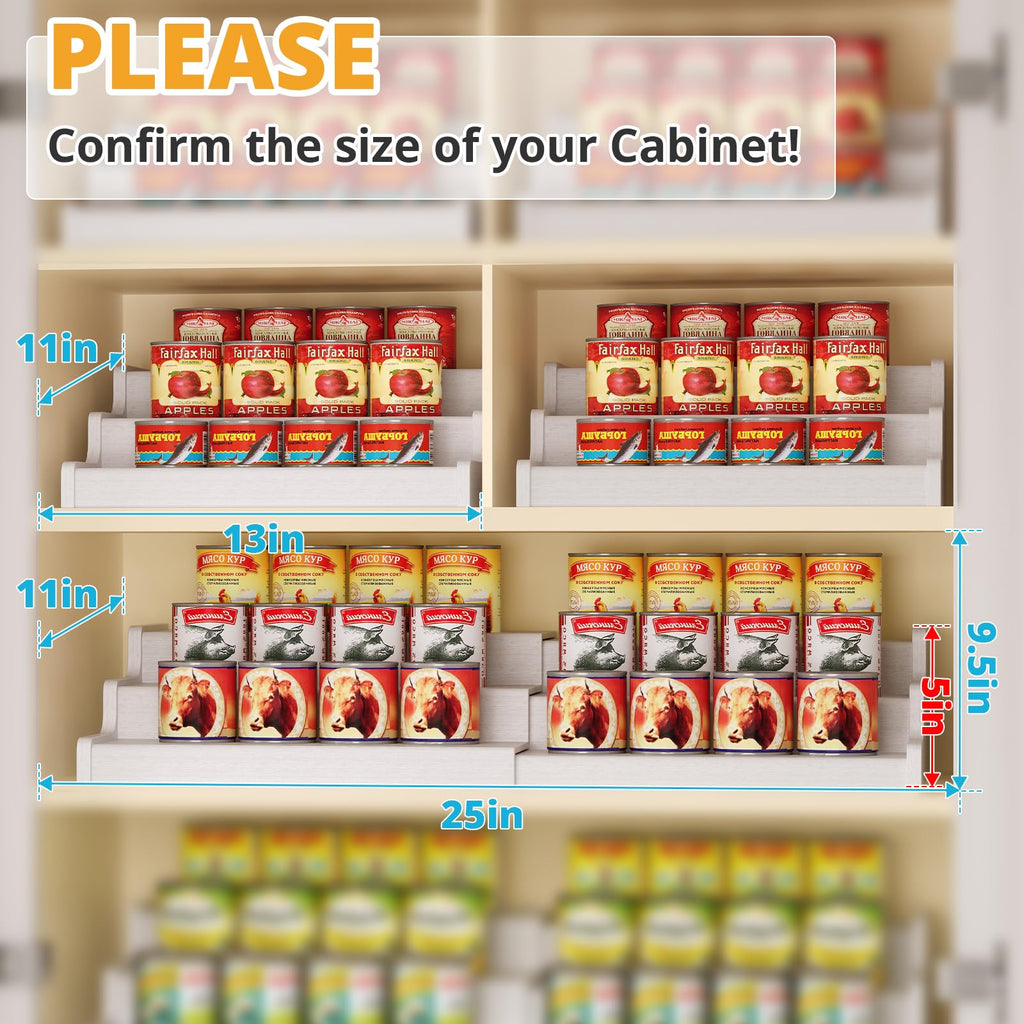 Expandable Bamboo Can Rack Organizer, 3-Tier Adjustable Pantry Storage, Can Holder for Kitchen & Pantry, Canned Food Soda Organizer, Holds Up to 24 Cans, Black (Patent Pending)