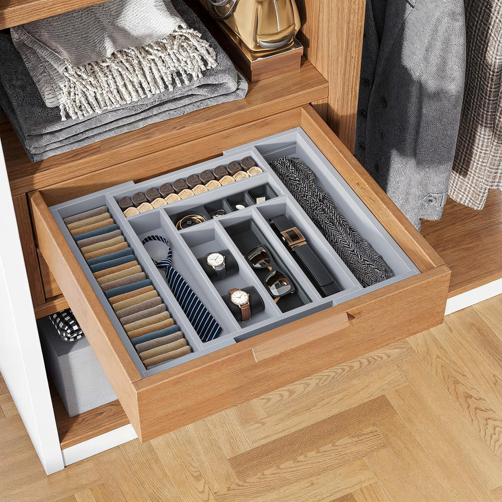 Pipishell Bamboo Expandable Silverware Drawer Organizer