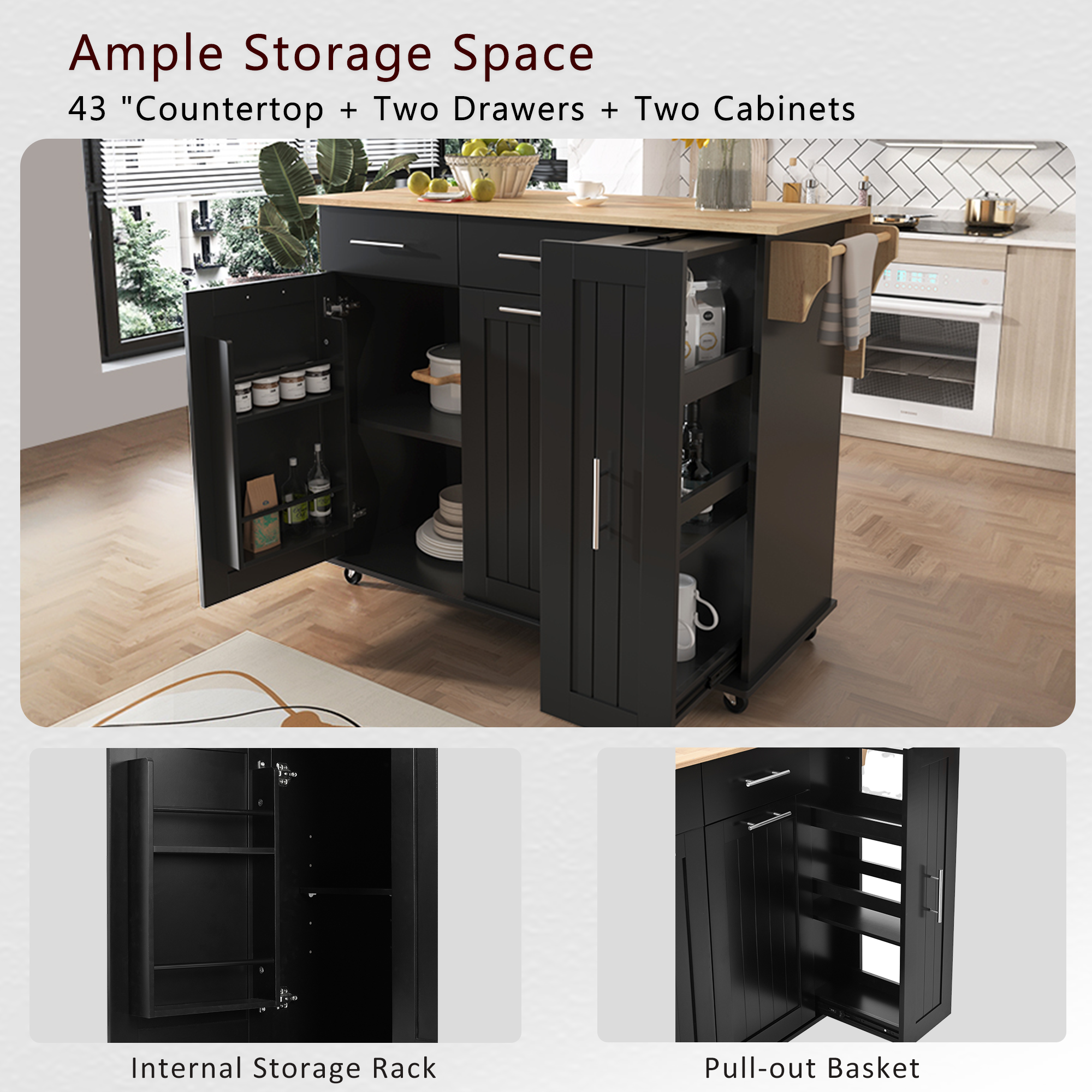 KS-Kitchen Island With Drop Leaf