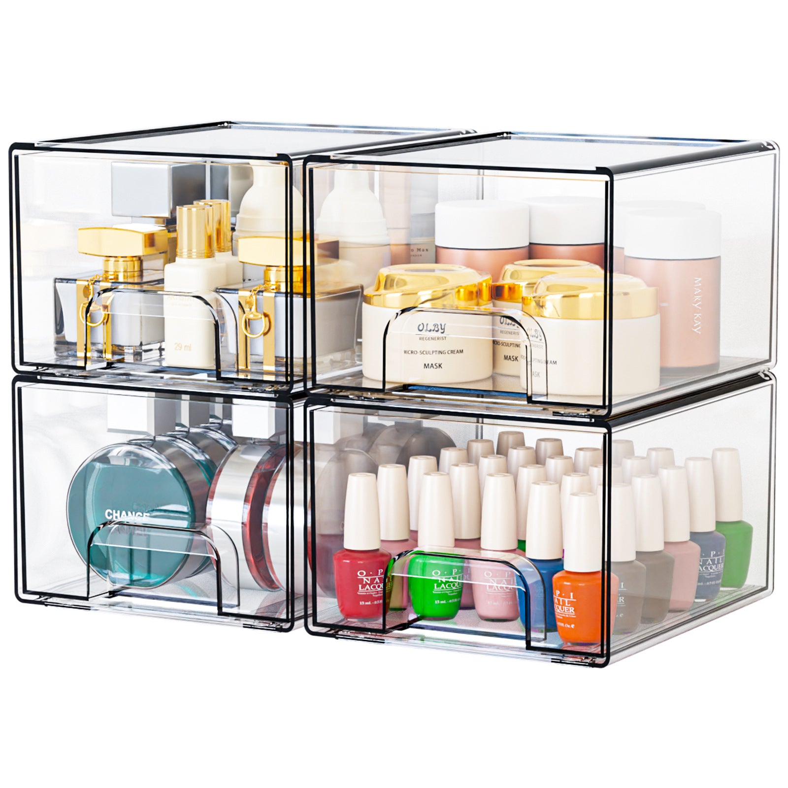 ST-1 & 2 Pack Clear Stackable Storage Drawers