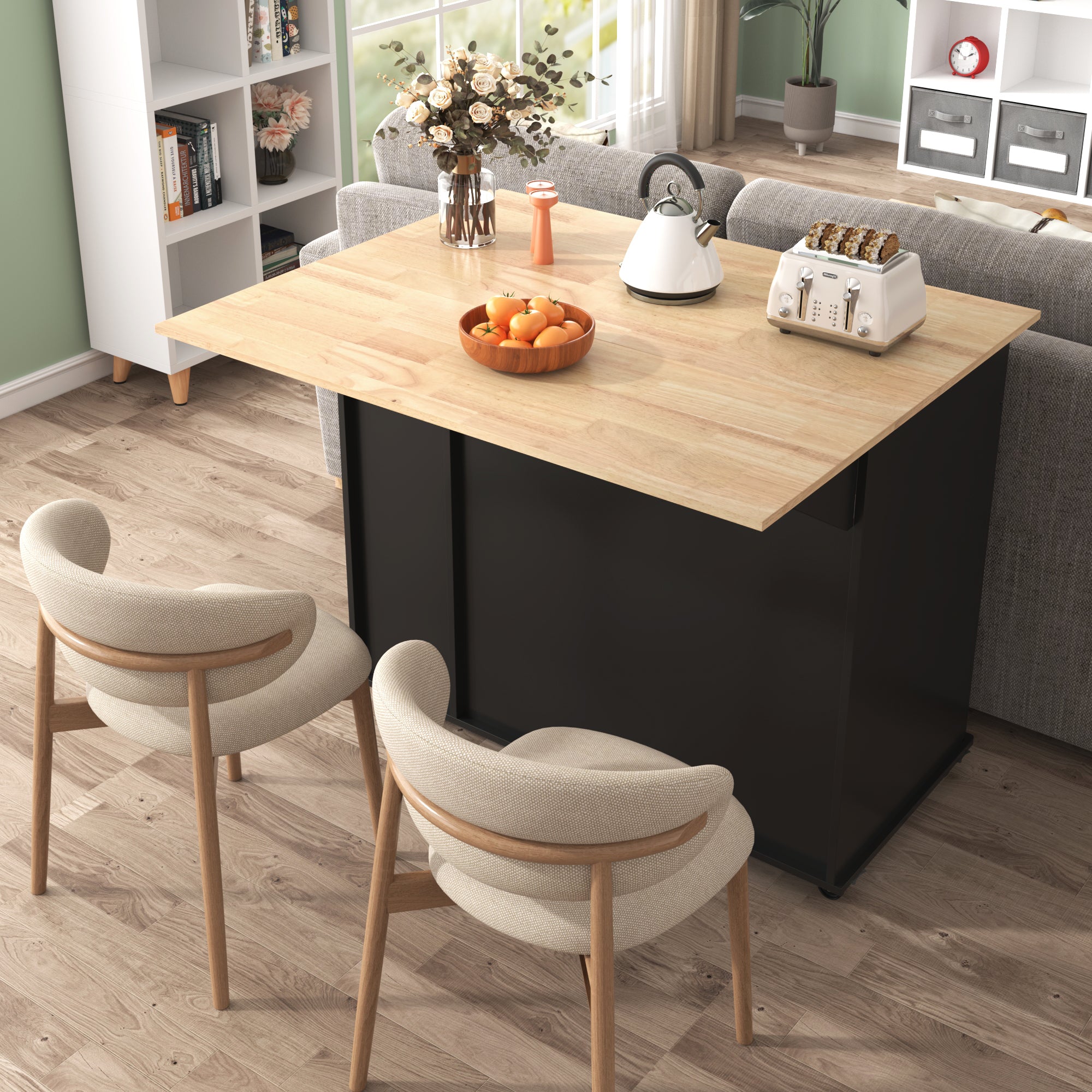KS-Kitchen Island With Drop Leaf