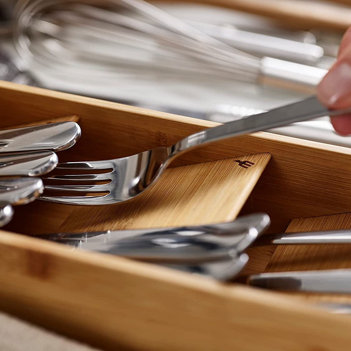 DO-Drawer Bamboo Grid Utensils Box